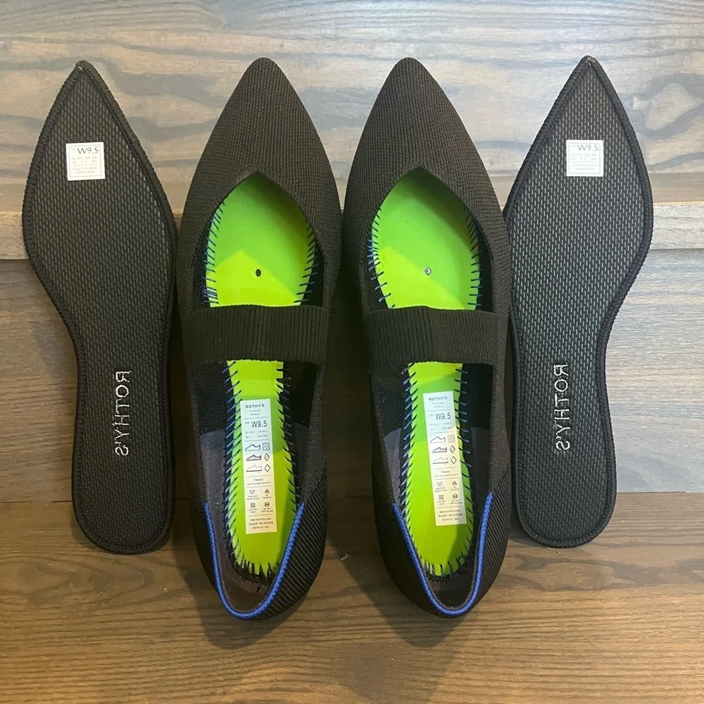 NWB Rothy’s The Point Mary Jane in Black 9.5